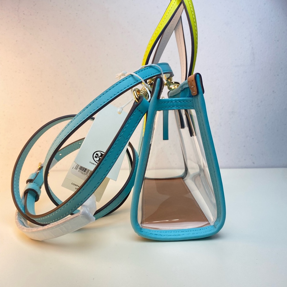 Tory Burch Transparent Blue and Yellow Tote - Picture 2 of 4